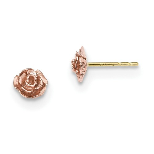 10k Tri-Color Black Hills Gold Rose Post Earrings - Picture 1 of 2