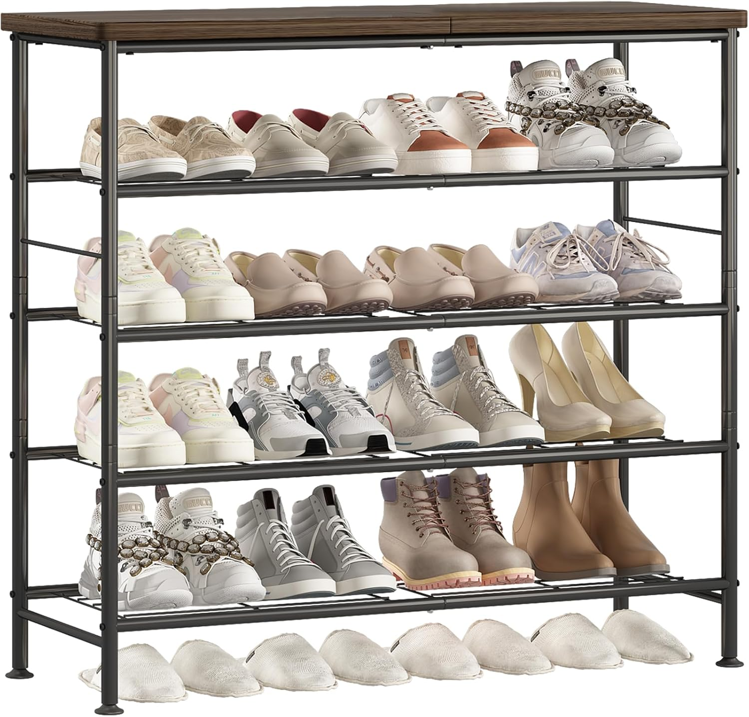 5-Tier Metal Shoe Rack Organizer for Closet or Entryway Free Standing Storage-image
