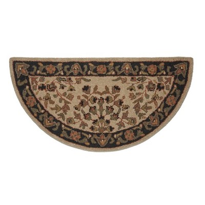 - Beige with Black Hand Tufted 100% Wool Hearth Rug - Protects Floor from Hea...