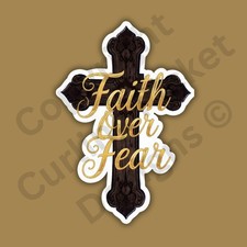 Faith Over Fear Cross 3" Sticker   Christian Religious Vinyl Decal Inspirational