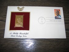 1989 A. Philip Randolph Black Heritage Gold GOLDEN Cover Replica FDC 1889 STAMP