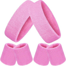 6 Pcs Neon Sports Sweatbands Set Headbands  Wristbands for Basketball Tennis
