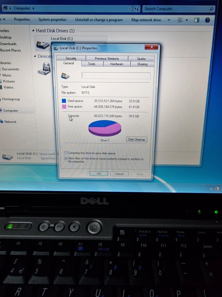 Dell Latitude D630 Laptop 14" IC2D T7300 2GHz 80Gb Hdd 1gb Ram Power On Tested - Image 4 of 4