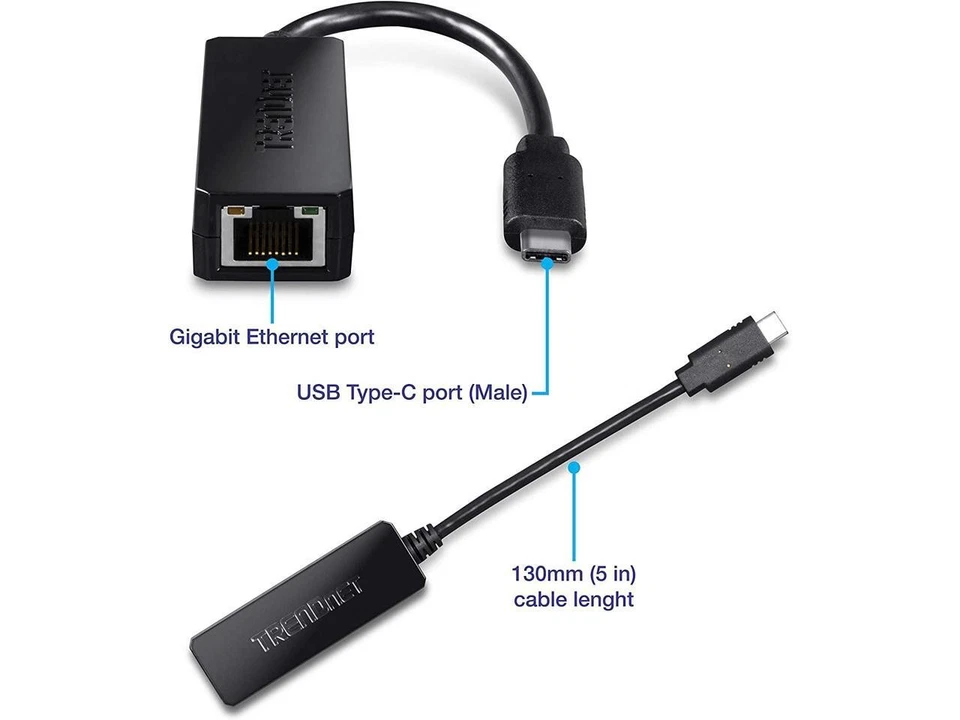 TRENDnet USB Type-C to Gigabit Ethernet LAN Wired Network Adapter for Windows & - Image 2 of 4