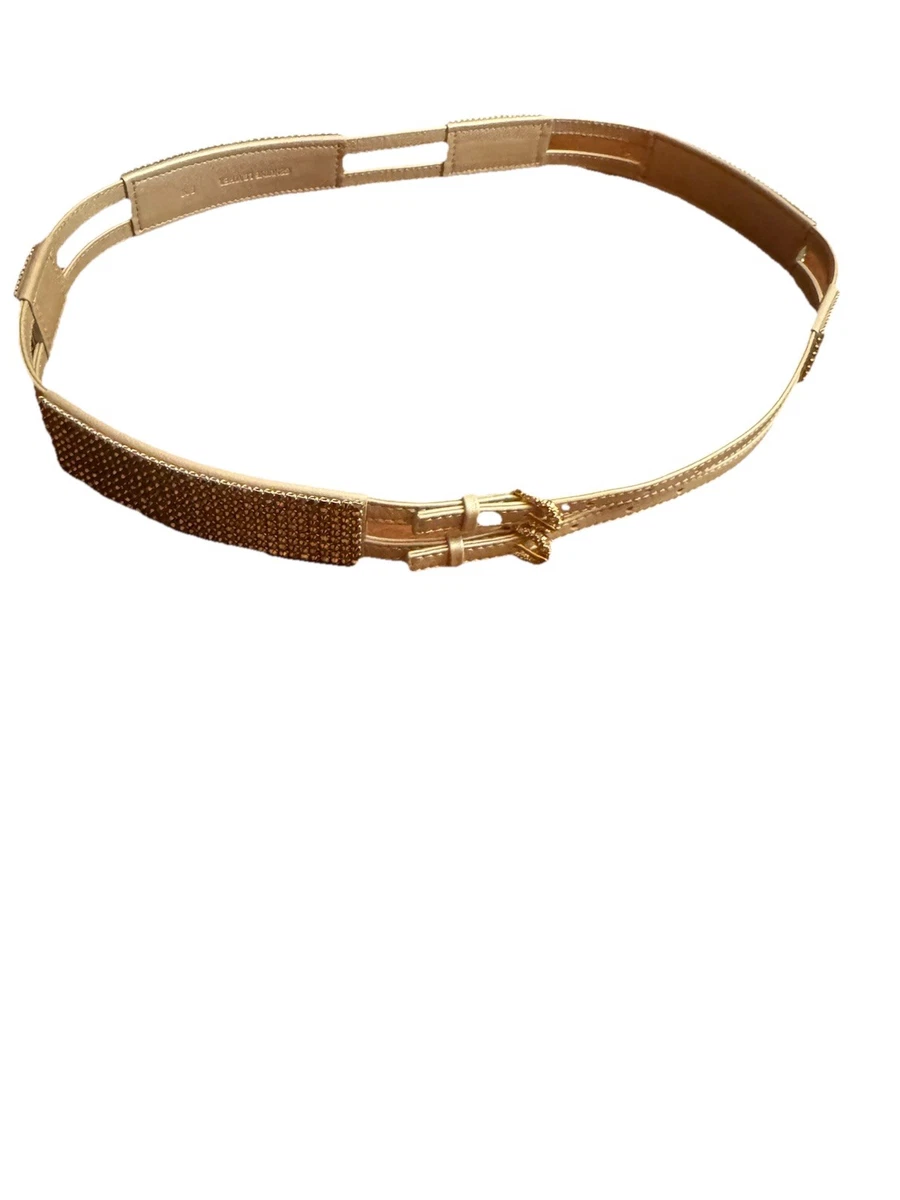 Swarovski Belt Womens S/M Y2k Champagne Gold Crystal Double Strap Leather Formal Swarovski Belts for Women | eBay main image 4