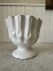Vintage 1940’s McCoy Brush Pottery 8226 White Scallop Fluted Planter 6” Pedestal