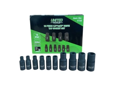 UNITED TOOLS 10pc Tap Socket Set Magnetic | 1/4" & 3/8" Drive
