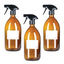 TEC 1 Litre Amber Glass Spray Bottles UK Made 65% Recycled Glass Labels Large