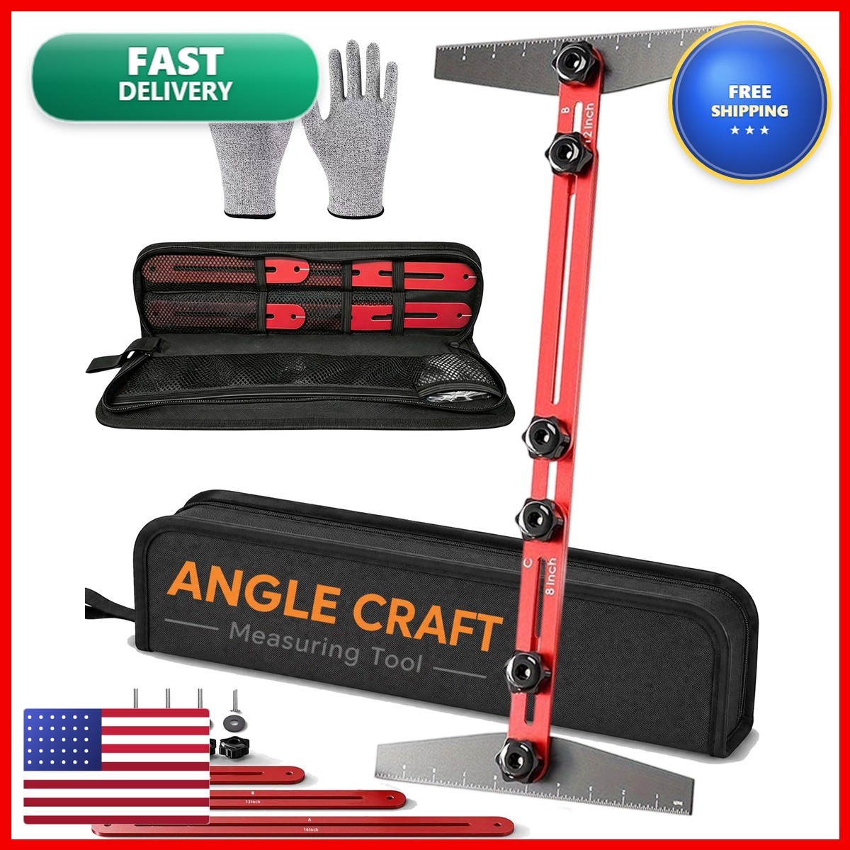 Angle Craft Stair Tread Template Tool - Red