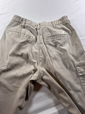 Aramark Straight Leg Flat Front Beige Uniform Cargo Work Pants men s 
