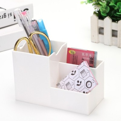 Kreativer quadratischer Schreibtisch Kunststoff Telefon & Stift Halter, 15 x 7,5 x 10 cm, weiß