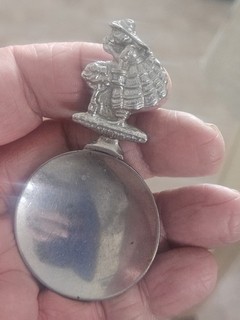 Vintage 1930s Chromed Art Deco Tea Caddy Spoon Crinoline Lady