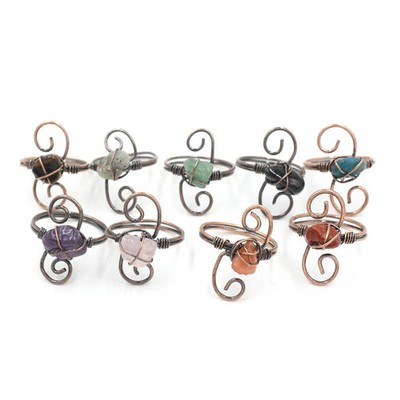 Unisex Adjustable Crystal Ring Statement Jewelry S Shaped Winding Design