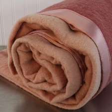 Vintage Pale Pink Dusty Rose Striped Wool Blanket 82" by 72"