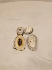 Set Of 4 Natural Rustic 1"- 1.5" 4 Hole Flat Deer Antler Buttons Handmade