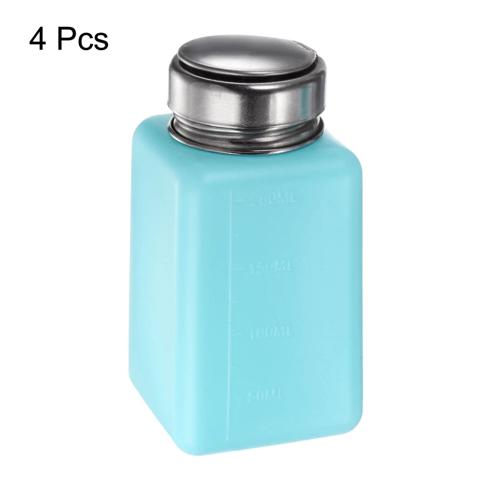 Bomba dispensadora de alcohol empujar hacia abajo 4 botellas de prensa líquida azul 200 ml (6,8 oz) Foto 3 de 4