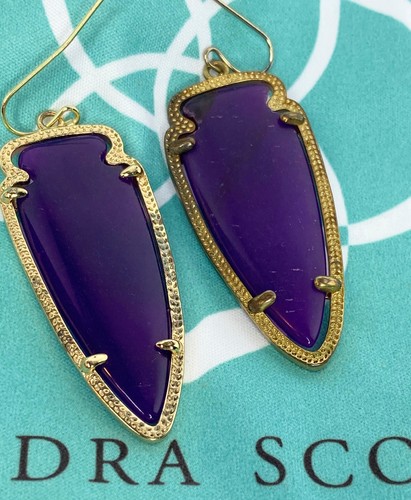 Kendra Scott Skylar Neon Purple Drop Earrings - Picture 2 of 12