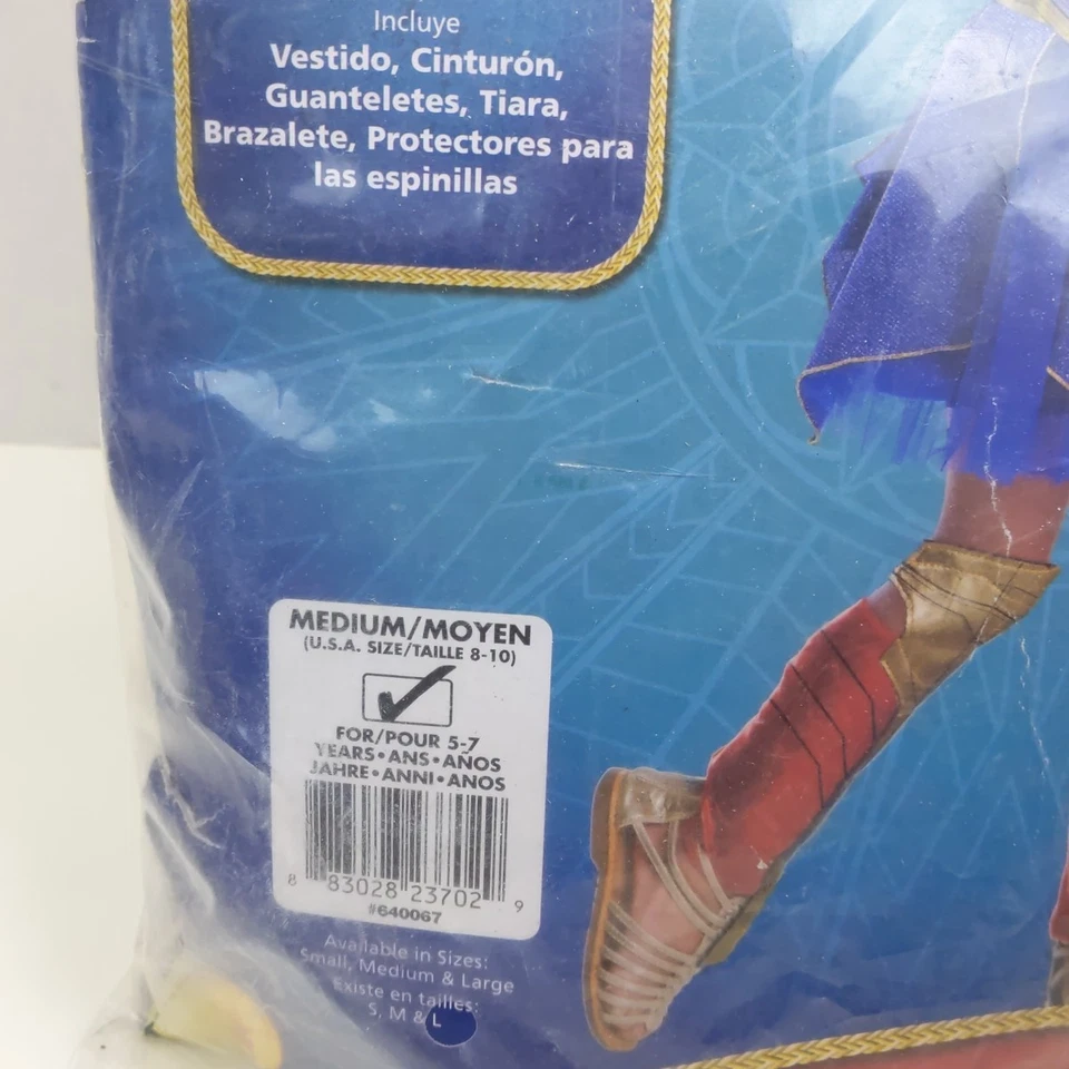 Disfraz de Rubie's Wonder Woman Niño Mediano 8-10 Vestido Cinturón Tiara Guanteletes 5-7 Años Foto 2 de 3