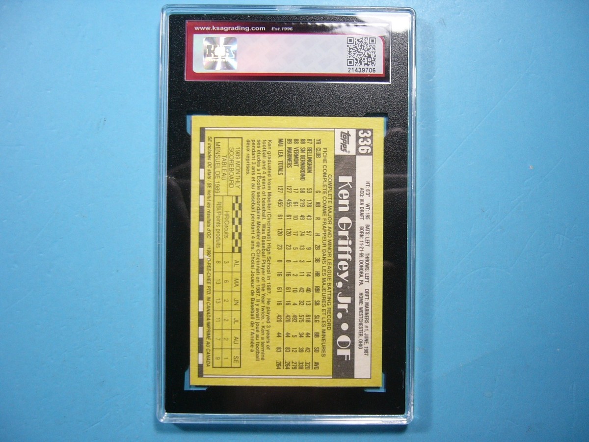 1990 TOPPS MLB BASEBALL CARD #336 KEN GRIFFEY JR. ROOKIE RC KSA 10 