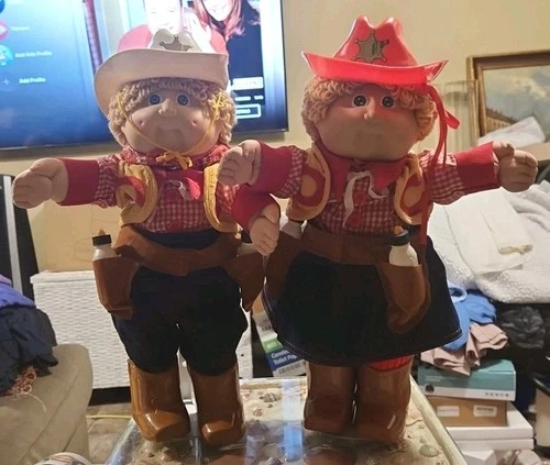 Cabbage Patch Twins #2 Cowboy Cowgirl Matching Outfits Gold Hair *Rare