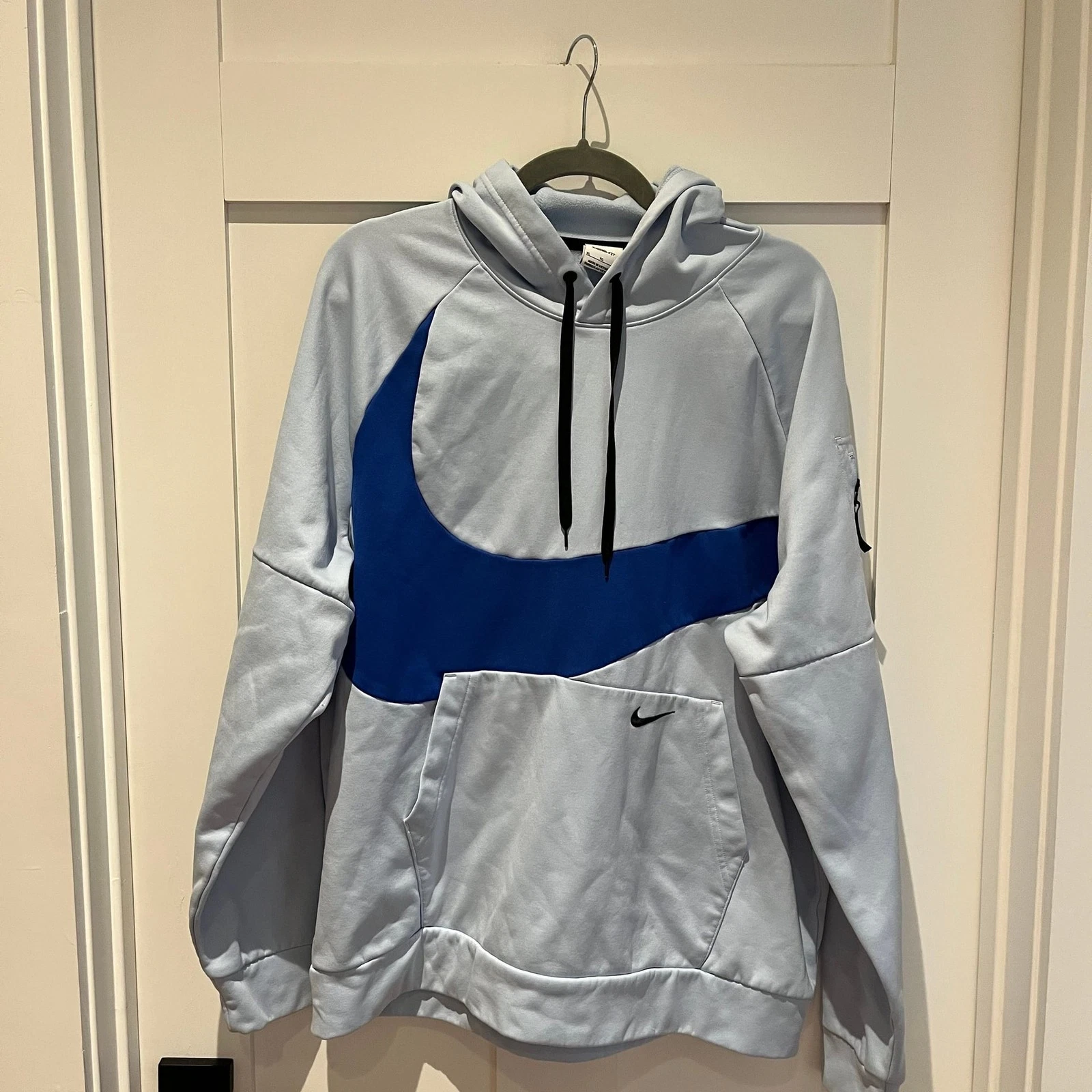 Nike Men's Therma-FIT Pullover Big Swoosh Fitness Hoodie Sky Blue XL