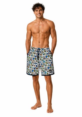 LAB 84 Herren Basketball Shorts Meer - Badeshorts mit Tropical Print und Log