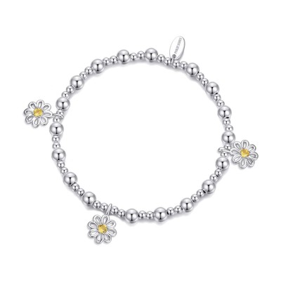 Gänseblümchen Kristall Perlen Stretch Armband erstellt mit Zircondia  Kristallen