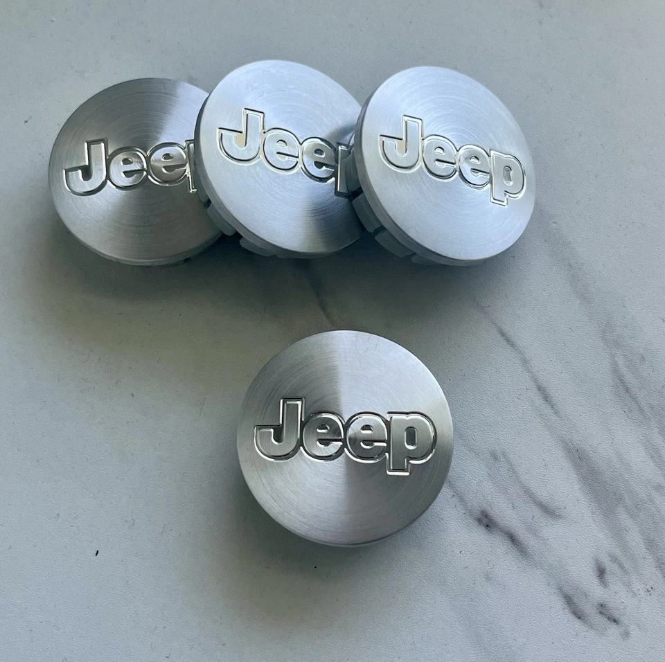 4x 55mm 2.16In Brushed Metal Silver Wheel Center Caps Fits 2002-11 Jeep Models - Image 2 of 4