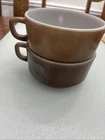 Set Of 2  FIRE KING Brown Oven Proof Soup Bowl D Handle Anchor Hocking Fire King