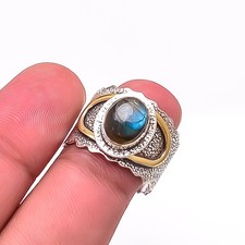 Labradorite - Madagascar Oxidised 925 Sterling Silver Ring S.8 R12