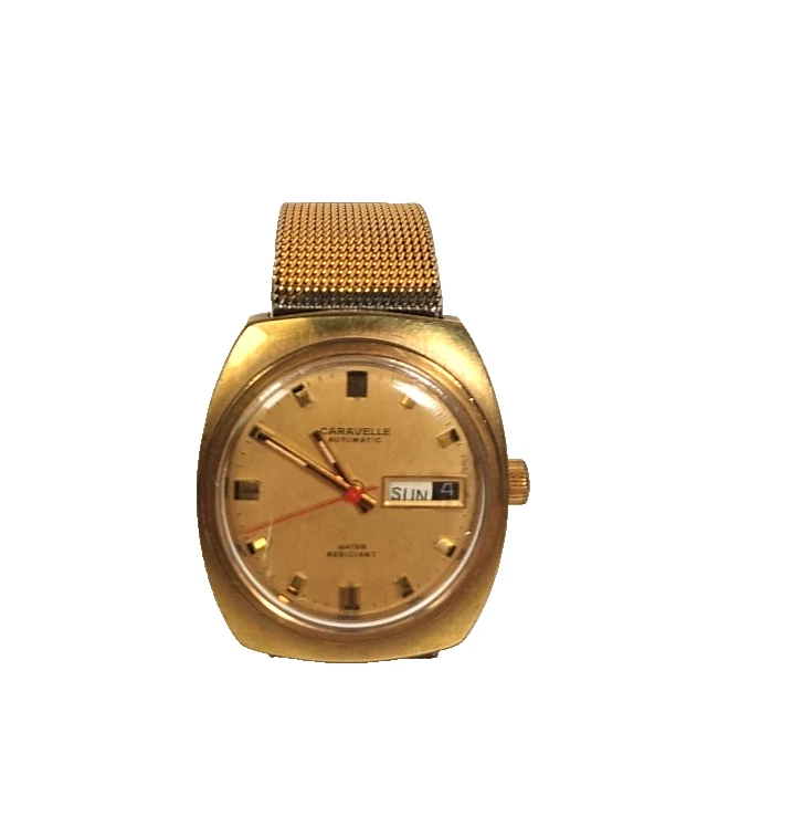 Vintage Bulova Men's Caravelle  Automatic Watch Day/Date Swiss Gold Tone - Image 2 of 4