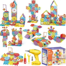 Montessori Electric Gear Building Blocks Toys, Kids Tool Set - 234 Pcs Design...