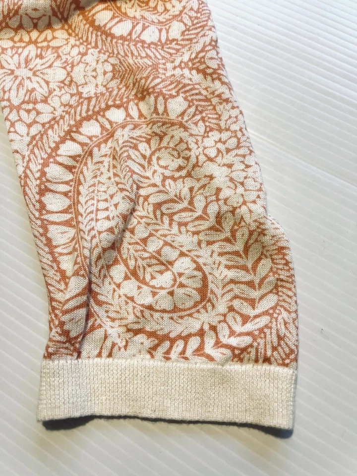 Cardigã feminino Talbots suéter tamanho 2X frente aberta linho algodão paisley floral - Imagem 4 de 4