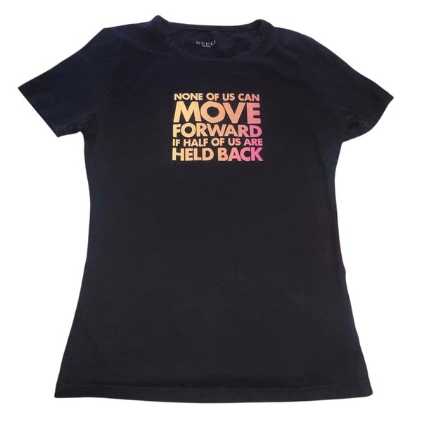 Gucci Parfum Equality Slogan Graphic T-Shirt Womens Large Chime For Change
