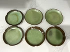 SET 6 FRANKOMA Pottery Prairie Green 5E Salad Dessert Plates PLAINSMAN 5.75" Vtg