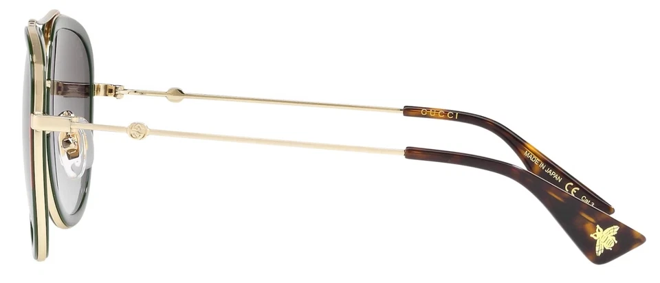 Gafas de sol unisex GUCCI GG0062S 003 verde aviador/rojo con lente gris claro 57 mm Foto 3 de 4