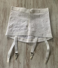 Vintage 70s Women's White Garter Open Bottom 4 Strap Roman's USA Union Sz 36-38