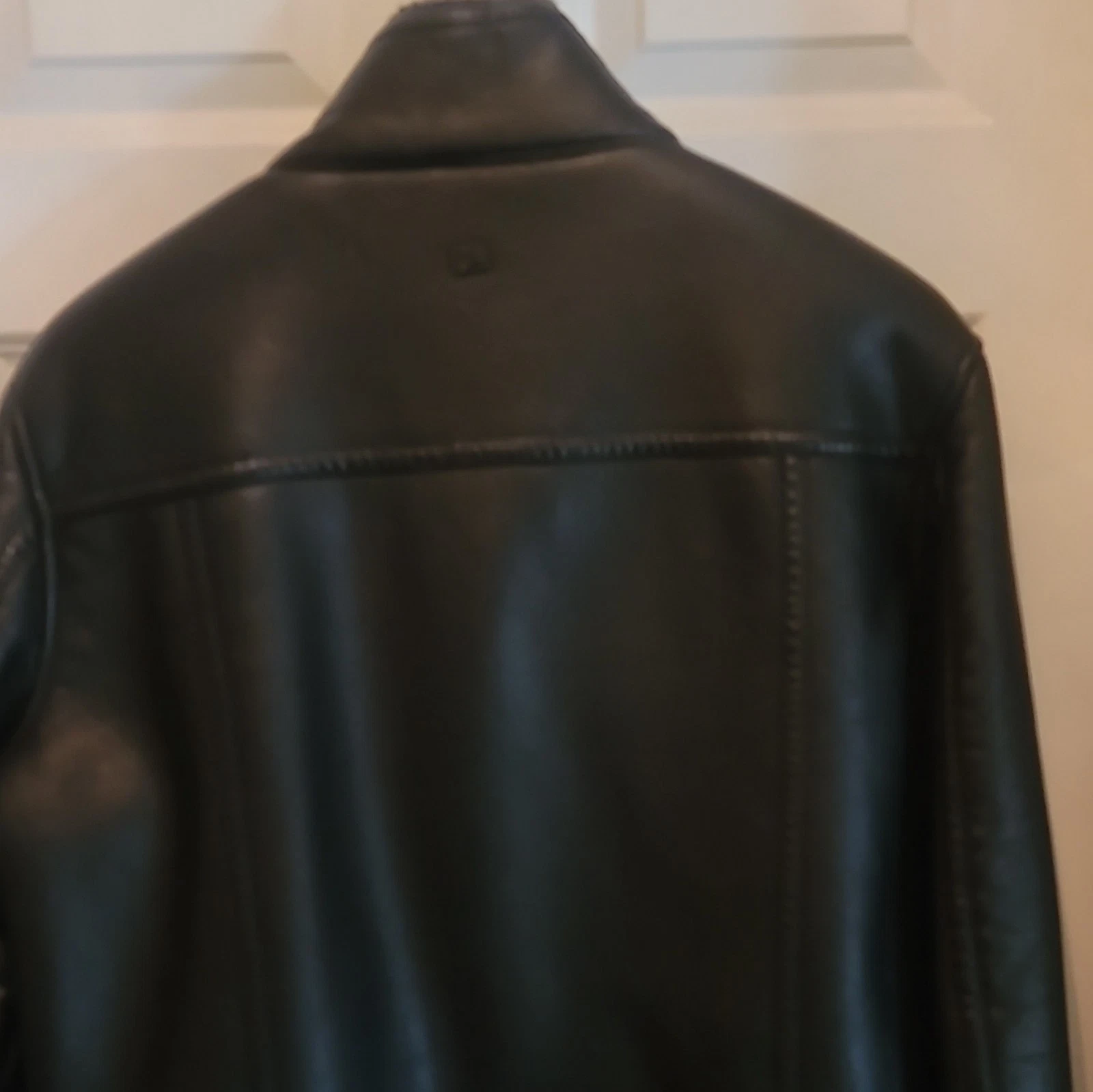 Calvin Klein Men’s Bomber Jacket Full Zip Leather Black Stand Collar L CM69P199 image 4