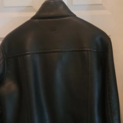 Calvin Klein Men’s Bomber Jacket Full Zip Leather Black Stand Collar L CM69P199 image 4