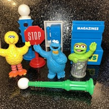 Vintage Ilco 123 Sesame Street Playset Big Bird, Cookie Monster Oscar the Grouch