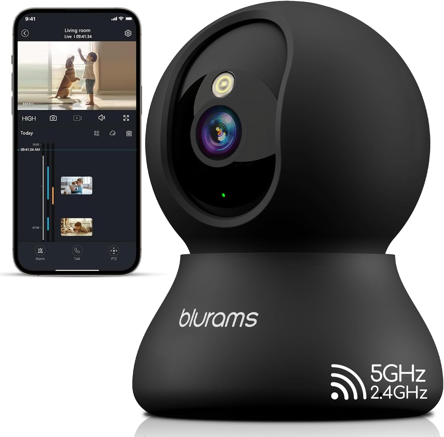 Indoor Camera, 2K Pet Camera 360° Cameras for Home Security with Phone App, Moti-image