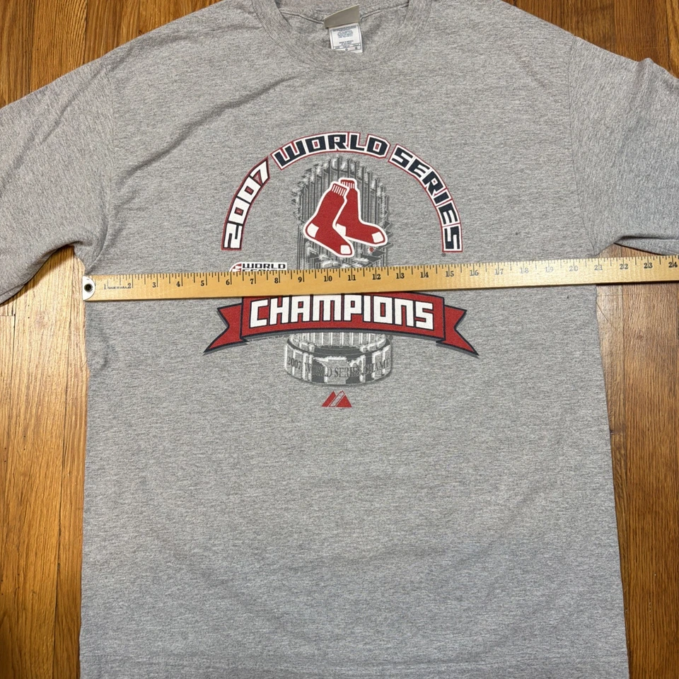 2007 Red Sox World Series Champions Shirt Mens L Lee Sport MLB Baseball Gray - Image 4 of 4