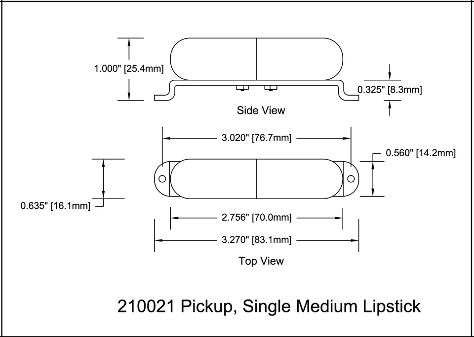 Pickup T Type Chrome Medium Tube Lipstick 7.3K Alnico V 210021CH - Image 4 of 4