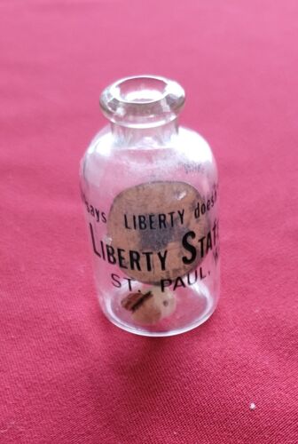 VINTAGE PENNY IN BOTTLE LIBERTY STATE BANK OF ST PAUL, MN 2” CUTE NICE
