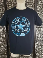 D.A.R.E. DARE ANTI DRUG MENS BLACK TEE T SHIRT SIZE S BLACK BLUE DIGI CAMO PRINT