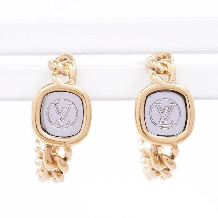 louis vuitton earrings for women logo hoops gold