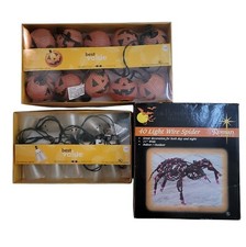 3 Sets of Lighted Halloween Decoratons - Ghost Pumpkin String Lights Spider