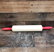VTG Wooden Red Handled Rolling Pin 18" Farmhouse Cottage Decor Kitchen