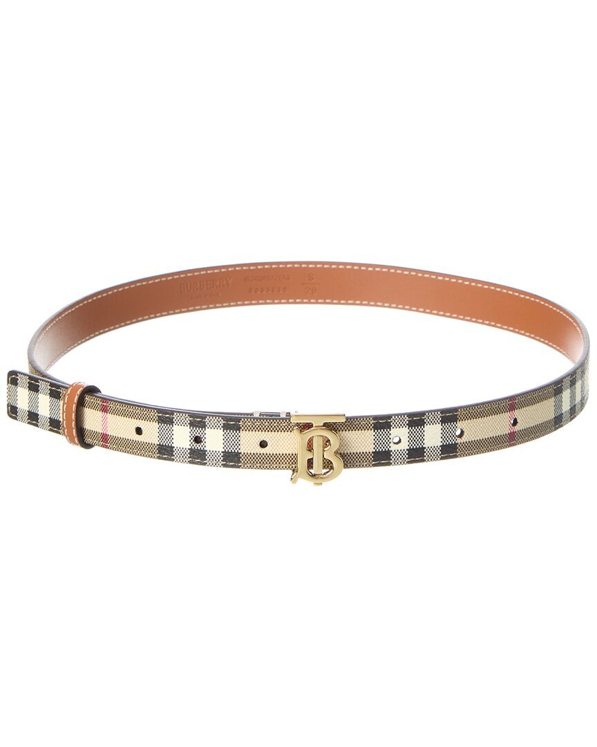 Женский ремень Burberry из ткани и кожи в клетку Коричневый 29