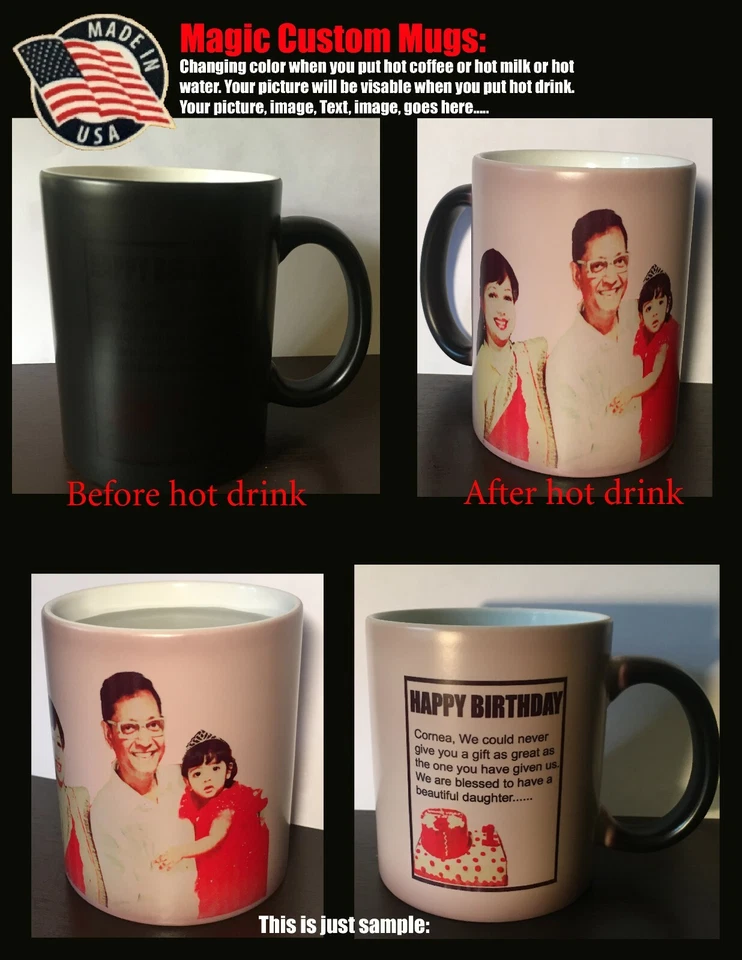 Personalised Magic Color Change Mug,Custom Mug, Any Image Photo Text Design - Image 2 of 3